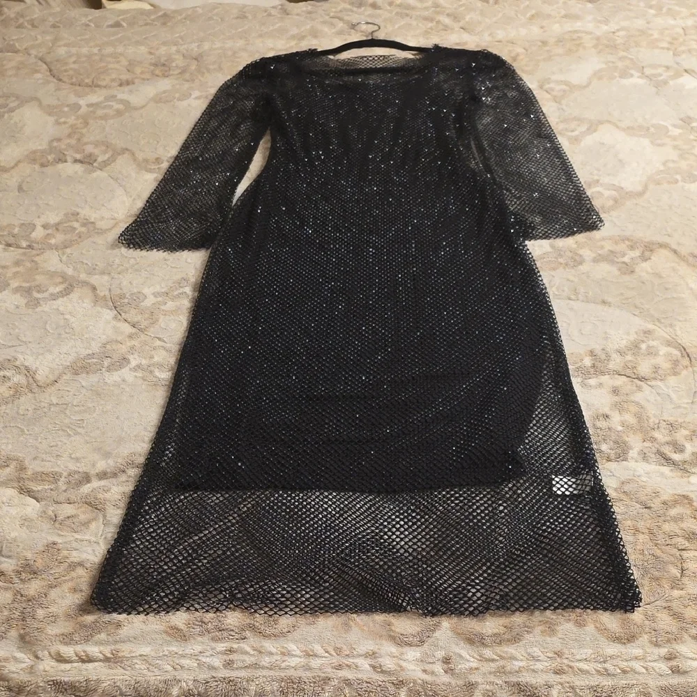 Elan Black Mesh Elegant Dress Wedding Formal